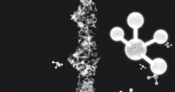 Анимация Цепочки Днк Над Молекулами Технология Наука Цифровой Интерфейс Концепции — стоковое видео