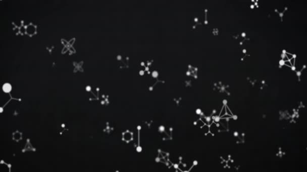 Animace Bílých Molekulárních Struktur Spojení Pohybujících Černém Pozadí Připojení Síť — Stock video