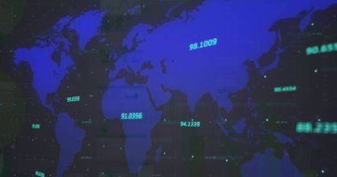 Siyah arka planda finansal veri işleme resmi. küresel iş, bağlantılar, dijital arayüz ve teknoloji konsepti dijital olarak oluşturulmuş görüntü.