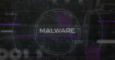 İkili kodlu kötü amaçlı yazılımın resmi, siyah arkaplan üzerinde devre kartı dokusu. Dijital olarak üretilmiş, hologram, virüs, kodlama, programlama dili ve teknoloji kavramı.