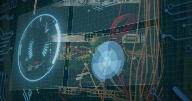 Bilgisayar sunucusu kabloları üzerinden veri işleme resmi. küresel bağlantılar, veri işleme ve hesaplama kavramı dijital olarak oluşturulmuş resim.