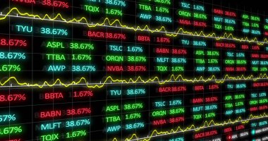 Siyah arkaplan üzerinde veri işleme resmi. küresel iş ve dijital arayüz kavramı dijital olarak oluşturulmuş görüntü.