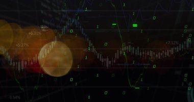 Şekiller üzerinde veri işleme resmi. Küresel iş ve dijital arayüz kavramı dijital olarak oluşturulmuş görüntü.