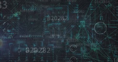 Bilgisayar devre kartından bağlantı ve veri işleme ağının resmi. Küresel teknoloji, çevrimiçi güvenlik ve dijital arayüz kavramı dijital olarak oluşturulmuş görüntü.