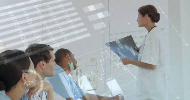 Tıbbi personelin istatistiksel görüntüsü. küresel bağlantılar, tıp, dijital arayüz, teknoloji ve ağ konsepti dijital olarak oluşturulmuş görüntü.