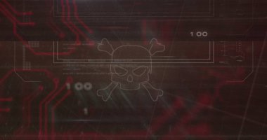 Bilgisayar sunucusu üzerinden veri işleme metninin resmi. Küresel veri işleme ve çevrimiçi güvenlik kavramı dijital olarak oluşturuldu.