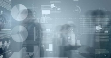 İş adamları üzerinden finansal veri işleme görüntüsü. küresel iş, bağlantılar ve veri işleme kavramı dijital olarak oluşturulmuş görüntü.