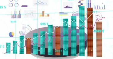 Finansal veri işleme ve istatistiklerin resmi. Küresel iş, finans, hesaplama ve veri işleme kavramı dijital olarak oluşturulmuş görüntü.