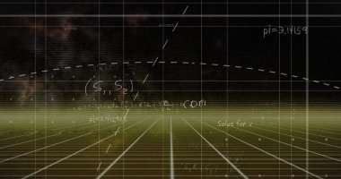 Belgeyi yakarken matematiksel denklemlerin görüntüsü. Küresel tıp ve teknoloji konsepti dijital olarak oluşturulmuş görüntü.