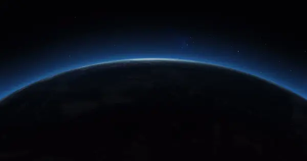 Uzaydan Dünya Nın Ufkunun Sakin Bir Görüntüsü Kopyalama Uzayı Ile — Stok fotoğraf