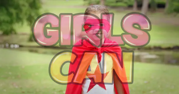 Afbeelding Van Meisjes Kan Sms Superheldenmeisje Vrouwenmacht Feminisme Gendergelijkheidsconcept Digitaal — Stockfoto