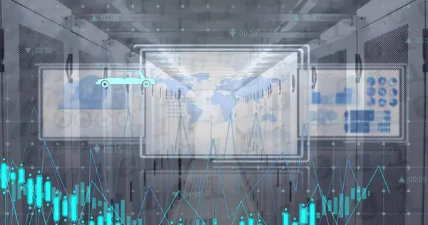 Bild Der Verarbeitung Von Finanzdaten Über Computerserver Globales Geschäfts Finanz — Stockfoto