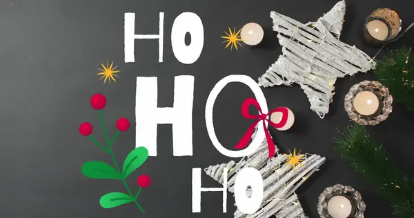 クリスマスの装飾上のホーフ テキストのイメージ クリスマスとデジタルインターフェースのコンセプトデジタル生成画像 — ストック写真