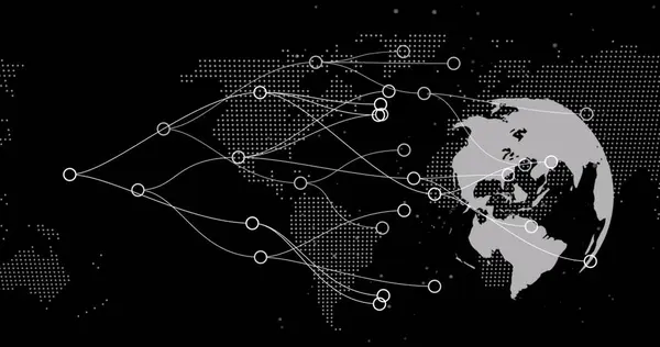 Imagem Digital Rede Conexões Sobre Globo Giratório Mapa Mundo Sobre — Fotografia de Stock