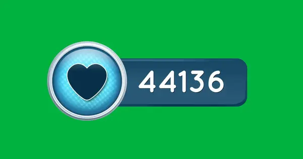 Digital Image Heart Icon Increasing Numbers Ona Green Background — Stock Photo, Image