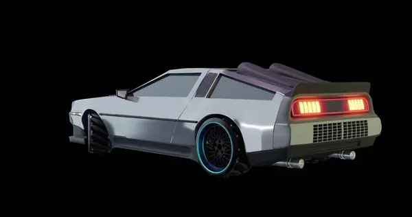 Futuristic Car Model Showcased Dark Background Its Sleek Design Neon — Stock Photo, Image