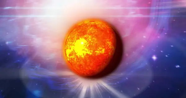 Image Planète Jaune Dans Espace Rose Fumé Marine Planètes Cosmos — Photo