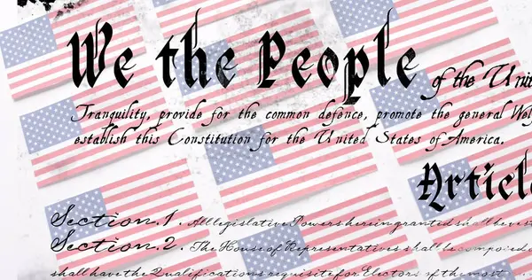 Bilde Konstitusjonstekst Flagg Forente Stater Amerika Hvit Bakgrunn Amerikansk Uavhengighetsdag – stockfoto
