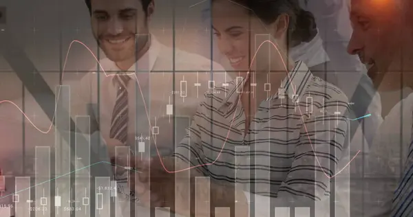 Bilden Ekonomisk Databehandling Över Företag Människor Global Verksamhet Ekonomi Databehandling — Stockfoto
