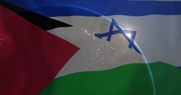 Image Globe Flag Palestine Israel Palestine Israel Conflickt Finance Business — Stock Photo, Image