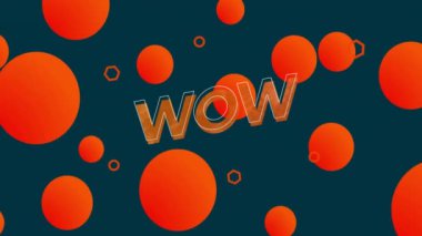Kırmızı noktaların üzerinde hareket eden Wow metnin animasyonu. Sosyal medya, teknoloji ve dijital arayüz kavramı dijital olarak oluşturulmuş video.