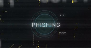 Siyah arkaplan üzerinde sahte metin ve dijital veri işleme animasyonu. Dijital olarak oluşturulmuş küresel bağlantılar, hesaplama ve veri işleme kavramı.