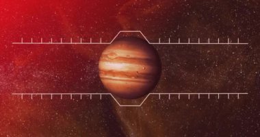 Gökyüzünde yıldızlı beyaz şekillerin animasyonu. Yer, gezegenler ve ışık konsepti dijital olarak oluşturulmuş video.