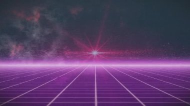 Siyah zemin üzerinde parlayan ışığın animasyonu. Dijital olarak oluşturulmuş küresel bağlantılar, hesaplama ve veri işleme kavramı.