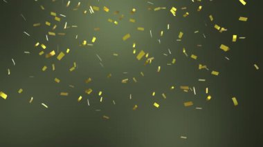 Siyah arka plana düşen konfeti animasyonu. Parti ve dijital arayüz konsepti dijital olarak oluşturuldu.