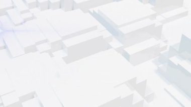 Beyaz arka planda hareket eden beyaz şekillerin animasyonu. Teknoloji ve dijital arayüz kavramı dijital olarak oluşturuldu.