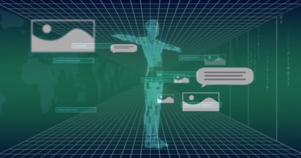 Metninin Animasyonu Insan Vücudu Dijital Veri Işlemesi Dijital Olarak Oluşturulmuş — Stok video