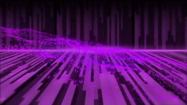 紫色の線の上の紫色の斑点のアニメーション 抽象的な背景とデジタル生成されたビデオの概念を形作る — ストック動画