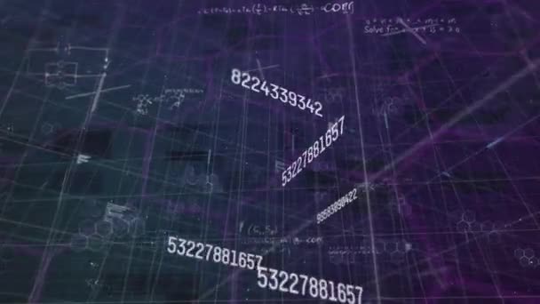 在黑色背景上使数据处理和数学方程在形状上动画化 全球科学 计算机和数字接口概念数字生成视频 — 图库视频影像