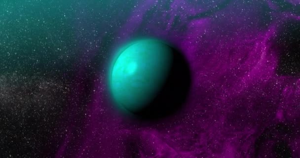 Animación Formas Coloridas Sobre Planeta Cielo Con Estrellas Espacio Planetas — Vídeos de Stock