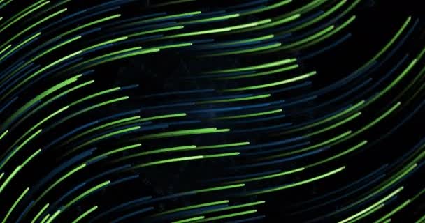 Siyah Arkaplanda Yeşil Işık Izleri Dijital Olarak Oluşturulmuş Küresel Bağlantılar — Stok video