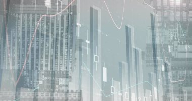 Ters dönmüş yüksek binaların görünümüne karşı istatistiksel veri işleme görüntüsü. İş veri teknolojisi kavramı