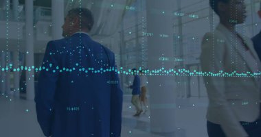 İş adamları üzerinden finansal veri işleme görüntüsü. küresel iş, finans ve veri işleme kavramı dijital olarak oluşturulmuş görüntü.