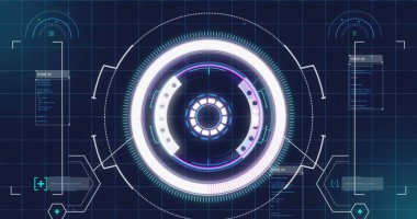 Kapsam taraması ve veri işleme görüntüsü. Dijital arayüz küresel bağlantı ve dijital olarak oluşturulan iletişim konsepti.