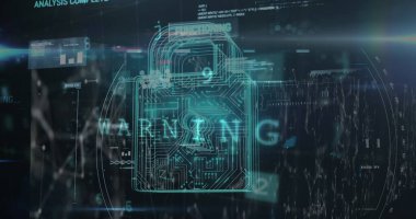 Bağlantı ağına karşı güvenlik kilidi simgesi ve siber güvenlik veri işlemesi. siber güvenlik teknolojisi kavramı