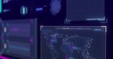 Siyah arkaplandaki veri işleme üzerindeki DNA ipliğinin resmi. Küresel bilim, bilgisayar ve dijital arayüz kavramı dijital olarak oluşturulmuş görüntü.