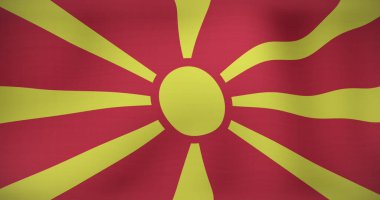 Macedonia bayrağı üzerinde veri işleme resmi. Dünyanın bayrakları ve dijital arayüz konsepti dijital olarak oluşturuldu.