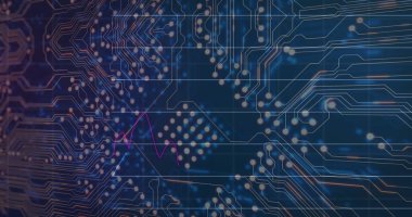 Mavi arkaplanda veri işleme resmi. küresel iş ve dijital arayüz kavramı dijital olarak oluşturulmuş görüntü.