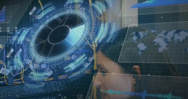 Küre ve bağlantı ağlı metin görüntüsü. Dijital arayüz teknolojisi ve ağ konsepti dijital olarak oluşturuldu.