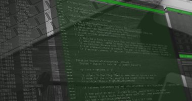 Tahta yüzeyde klavye ve fareye karşı dijital arayüz veri işlemesi. küresel iş ve bilgisayar arayüzü teknolojisi kavramı