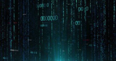 Siyah arkaplan üzerinde veri işleme resmi. dijital arayüz ve veri işleme kavramı dijital olarak oluşturuldu.