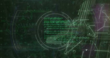 Dürbün ve anakart üzerinden veri işleme metni resmi. Küresel veri işleme ve çevrimiçi güvenlik kavramı dijital olarak oluşturuldu.