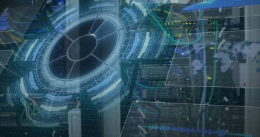 Küre ve bağlantı ağlı metin görüntüsü. Dijital arayüz teknolojisi ve ağ konsepti dijital olarak oluşturuldu.