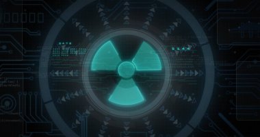 Siyah arkaplanda tarama yapan veri işleme resmi. Küresel teknoloji, bilgisayar ve dijital arayüz kavramı dijital olarak oluşturulmuş görüntü.