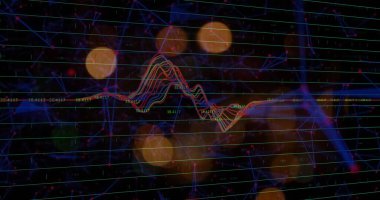 Işık noktaları üzerinden veri işleme görüntüsü. Küresel iş ve dijital arayüz kavramı dijital olarak oluşturulmuş görüntü.