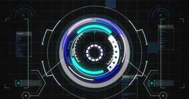 Şebeke ve ekranlarda tarama ve veri işleme alanı görüntüsü. küresel hesaplama ve veri işleme kavramı dijital olarak oluşturulmuş resim.